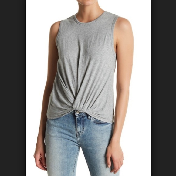 Abound Tops - Abound Grey Gathered Front Tank Size Medium